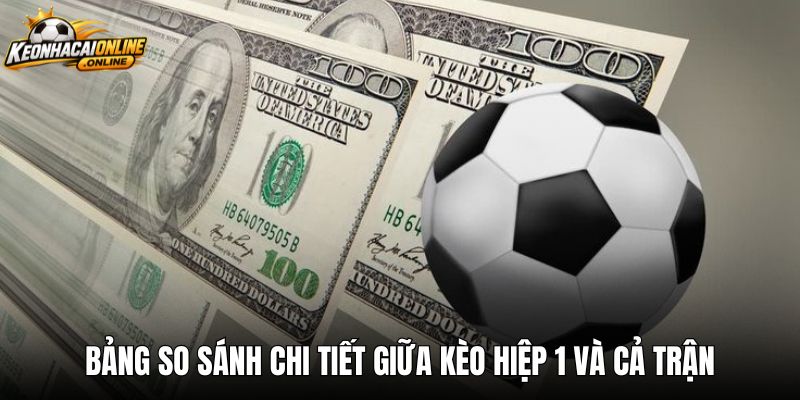 Bảng so sánh chi tiết giữa kèo hiệp 1 và cả trận