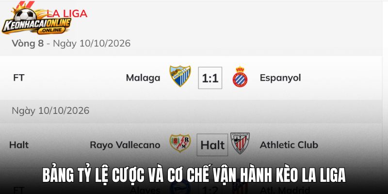 Bảng tỷ lệ cược và cơ chế vận hành kèo la liga